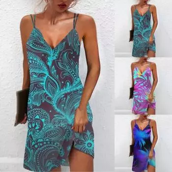 2025 Новое женское платье с заниженной талией, элегантное платье с принтом, весна-лето, свободное и удобное S красный