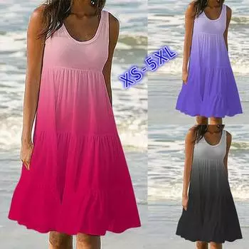 2025 Новое женское платье с заниженной талией, элегантное платье с принтом, весна-лето, свободное и удобное S красный