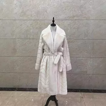 2025 Новое зимнее пальто из искусственного меха норки Женское удлиненное до колена пальто из искусственного меха Утолщенный теплый плюшевый верхний слой One size fits all