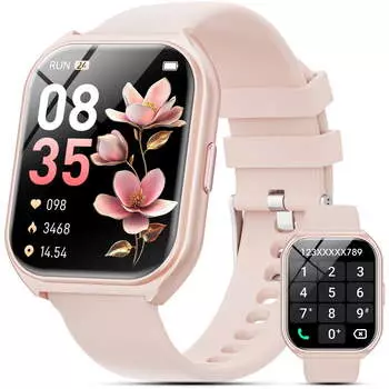 2025 Новые 1,85-дюймовые мужские и женские умные часы с ответом/100 спортивными режимами/напоминанием о сообщениях, водонепроницаемый фитнес-трекер IP67 для устройств Android iPhone розовый