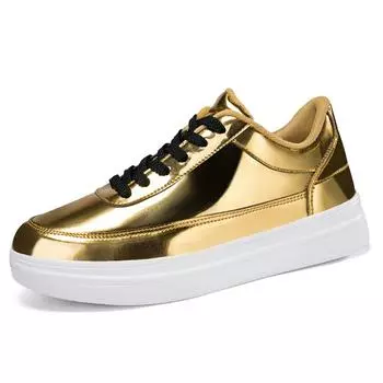 2025 Новые черные мужские туфли 46 большого размера из лакированной кожи, ярко-красные туфли 47 на толстой подошве, мужские спортивные повседневные модные туфли 39 золотой