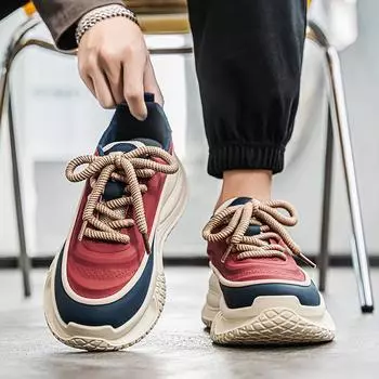 2025 новые четыре сезона модные мужские туфли с низким верхом, подходящие по цвету европейские туфли для папы на толстой подошве, увеличивающие рост, повседневные туфли 39