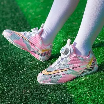 2025 новые детские футбольные бутсы для мальчиков начальной школы сетчатые дышащие сломанные ногти tf knob тренировочные кроссовки для девочек 28