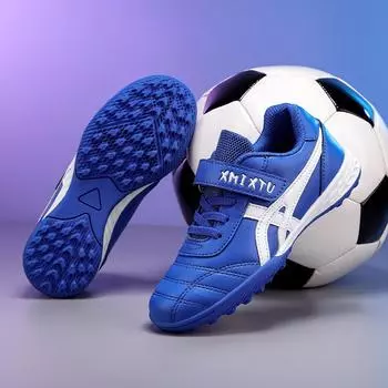 2025 новые детские футбольные бутсы на липучках, мужские игровые тренировочные кроссовки для девушек и студентов, спортивная обувь для активного отдыха на открытом воздухе 30 синий