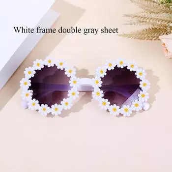 2025 Новые детские солнцезащитные очки солнцезащитные очки маленькие милые очки-лепестки с круглой оправой в виде цветка хризантемы