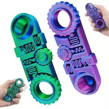 2025 Новые игрушки-кольца для беспокойства, напечатанные на 3D-принтере, 5-в-1, 3D-печатные мячи-шестеренки, сенсорные игрушки для снятия стресса и тревоги 1 green and 1 purple