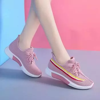 2025 новые импортные женские туфли сетчатые дышащие студенческие туфли женские повседневные туфли на шнуровке модные спортивные туфли 36 жёлтый