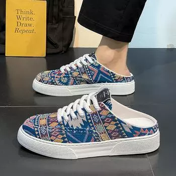 2025 новые кеды мужские летние нишевые модные брендовые дышащие скейт-кеды мужские универсальные полутапочки без каблука 39