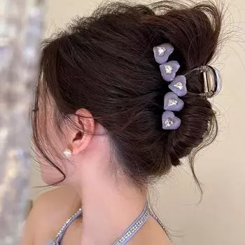 2025 Новые корейские желейные цветные заколки для волос в форме сердца со стразами, необычные заколки для волос в форме акулы, аксессуары для волос, головные уборы бездна