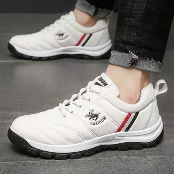 2025 новые кроссовки мужские осенне-зимние корейские модные туфли для папы на низкой платформе белые мягкие повседневные туфли для мужчин 39 белый