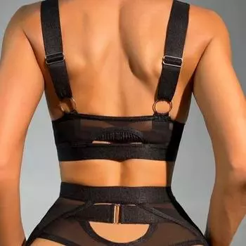 2025 Новые кружевные аксессуары на молнии эластичный пояс сращивание секс комплект с талией уплотнители трусики S