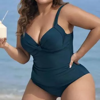 2025 Новые купальники больших размеров для женщин, цельный купальник плюс, сексуальный купальник, 1 часть 3xl xxl, цельный комплект бикини, купальный костюм 0XL тёмно-синий