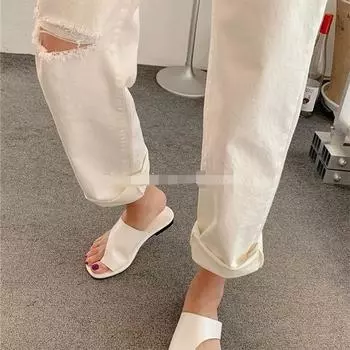 2025 новые ленивые и свободные сандалии на плоской подошве с открытым носком в стиле универсальные повседневные сандалии для отдыха с закрытым носком 35 чёрный