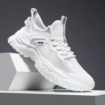 2025 Новые летние дышащие мужские туфли с полой сеткой, легкие, тонкие, сетчатые, белые студенческие кроссовки, мужская обувь 39