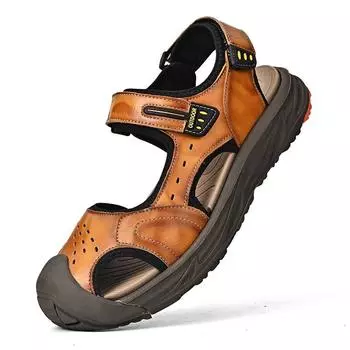 2025 новые летние кожаные сандалии мужские модные мужские туфли уличная повседневная обувь спортивная пляжная обувь модные вьетнамские туфли мягкая подошва 38