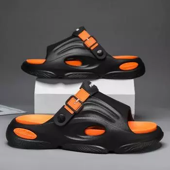 2025 новые летние мужские тапочки на толстой подошве с противоскользящей подошвой, односложные мужские пляжные сандалии для ношения в помещении и на улице 38 зелёный