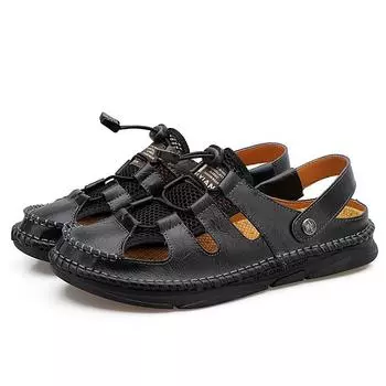 2025 новые летние сшитые сандалии для мальчиков с липучками на ступнях и головных уборах, повседневные трендовые сандалии большого размера, модная обувь 38