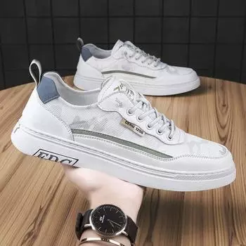 2025 новые летние туфли для тонкой доски, мужская дышащая повседневная обувь, универсальные маленькие белые туфли, удобные туфли Lazy Tide 39 белый