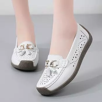 2025 Новые лоферы Женские летние модные туфли для медсестер с круглым носком Мягкая подошва Нескользящая плоская обувь Дышащая повседневная спортивная женская обувь 35
