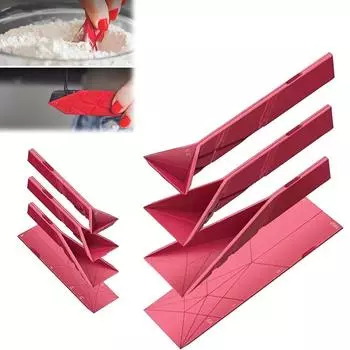 2025 Новые многоугольные плоские мерные чашки 3 в 1 Складные мерные ложки для еды Многофункциональные кофейные ложки для приготовления выпечки красный
