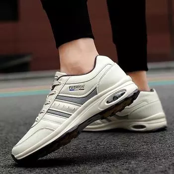 2025 новые модные мужские повседневные туфли на воздушной подушке с подошвой из ПУ говяжьих сухожилий, низкие мужские туфли, дышащая спортивная обувь, одиночные туфли большого размера 38 белый