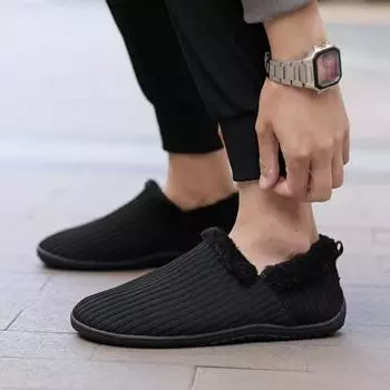2025 новые мягкие толстые теплые хлопковые туфли для дома, модные дышащие хлопковые туфли для пар 36 чёрный