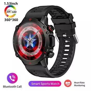 2025 Новые мужские часы 1,43 AMOLED TF10 PRO для спорта на открытом воздухе, фитнес-трекер, монитор сердечного ритма, подходят для Android IOS, мужские смарт-часы чёрный