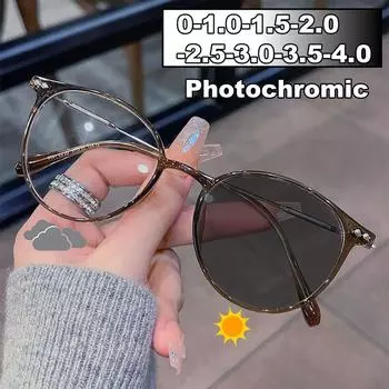 2025 Новые мужские и женские фотохромные очки для близорукости, ретро-классические очки для близорукости, модные очки для активного отдыха с защитой от синего света 0