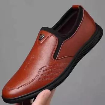 2025 Новые мужские кожаные туфли Модная обувь Весна и лето Новые кожаные туфли Деловые повседневные мокасины Мужская обувь 39 чёрный