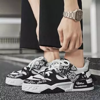 2025 новые мужские осенние интернет-знаменитости новые универсальные спортивные туфли на толстой подошве повседневные подростковые модные туфли с акцентом на нишу 39