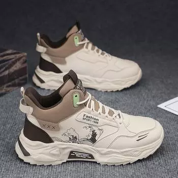2025 новые мужские осенние кроссовки для бега повседневные кроссовки для подростков кожаные универсальные модные брендовые высокие модные туфли 39