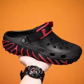 2025 новые мужские тапочки летние сандалии повседневная спортивная одежда для вождения двух видов одежды пляжные тапочки 40 чёрный