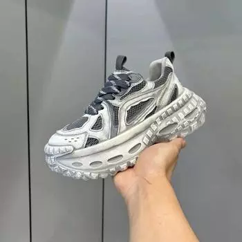2025 новые мужские туфли летние дышащие сетчатые папы спортивные кроссовки для отдыха на платформе для бега с шинами молодежные кроссовки tide 39 серый