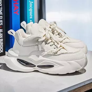 2025 новые мужские туфли молодежная одежда на платформе короткие повседневные спортивные туфли увеличивающие рост папины туфли модные маленькие белые туфли 39 чёрный