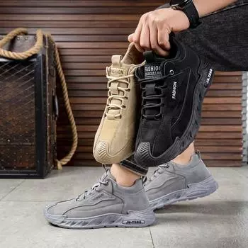 2025 новые мужские туфли осень водонепроницаемые противоскользящие спортивные платформы строительные площадки охрана труда большой размер инструменты модная обувь 39 серый