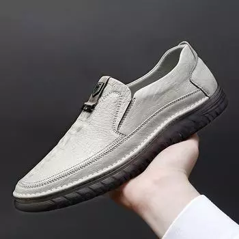 2025 новые мужские туфли с круглым носком, рукава, мужские туфли с крокодиловым узором, на плоской подошве, повседневные туфли Doudou в британском стиле 38