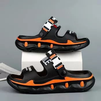 2025 Новые мужские уличные сандалии тапочки пляжные удобные толстые подошвы сабо мужская повседневная обувь садовая обувь мужские и женские пляжные сандалии 36-37 зелёный