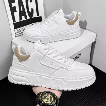 2025 новые мужские весенние универсальные белые туфли на платформе мужские повседневные туфли для скейтбординга увеличивающие рост мужские туфли для хлеба 39