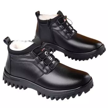 2025 новые мужские зимние теплые замшевые кожаные мужские ботинки с высокой талией толстые зимние ботинки мужские деловые хлопковые кожаные туфли 39