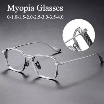 2025 Новые очки ручной работы в металлической оправе с защитой от синего света, большая оправа, ретро-очки для близорукости для мужчин и женщин, ретро-очки для близорукости 0