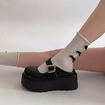 2025 новые однопедальные тапочки-мешки весенние модные маленькие полутапочки на толстой подошве женские ленивые тапочки верхняя одежда 35 чёрный