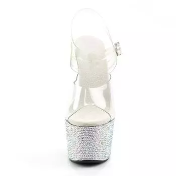 2025 новые односложные босоножки со стразами, летние водонепроницаемые, модные прозрачные черные босоножки на очень высоком каблуке 34 чёрный