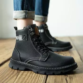 2025 новые осенне-зимние ботинки Martin средней высоты, мужские высокие ботинки для работы на открытом воздухе, ретро-ботинки в стиле локомотива, мужская обувь 39