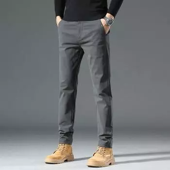 2025 Новые осенние и зимние бархатные/обычные повседневные брюки высокого класса, прямые свободные брюки, деловые качественные мужские длинные брюки 29 серый