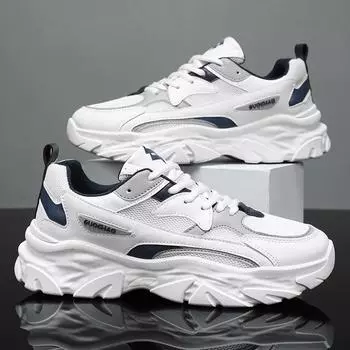 2025 новые осенние мужские туфли для подростков сетчатые дышащие спортивные повседневные туфли на платформе универсальные белые модные туфли для пожилых людей 39