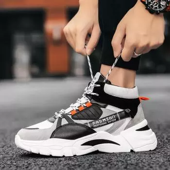 2025 новые осенние мужские высокие кроссовки мужские корейские модные универсальные увеличивающие рост молодежные повседневные модные туфли 39