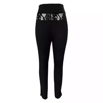 2025 новые повседневные брюки однотонные кружевные сращивания приподнимающие бедра спортивные брюки облегающие брюки леггинсы женские S чёрный