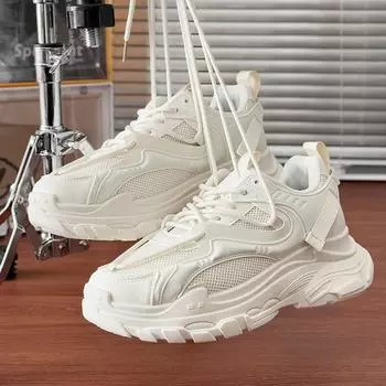2025 новые повседневные спортивные туфли мужские дышащие модные брендовые туфли для пап маленькие белые туфли модные брендовые популярные мужские туфли в прямом эфире 39 бежевый