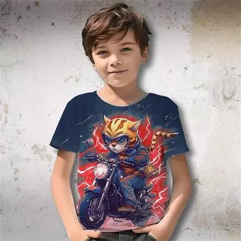 2025 Новые ретро-автомобили 3D-принт футболки для мальчиков детские футболки для мальчиков с коротким рукавом футболка одежда для мальчиков лето 100
