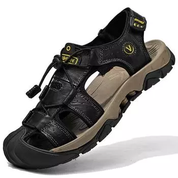 2025 новые сандалии мужские летние мужские кожаные для вождения на улице мужские для активного отдыха и досуга сумка на голову пляжная обувь 38